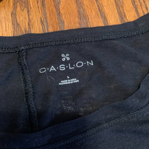 NORDSTROM CASLONG L Crewneck Long Sleeve T-Shirt Solid Black Cotton Modal Basic - Picture 5 of 6